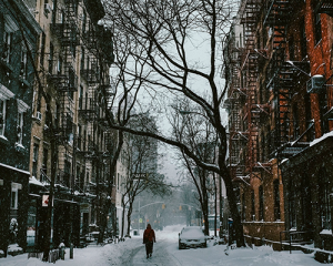 snow-covered new york street