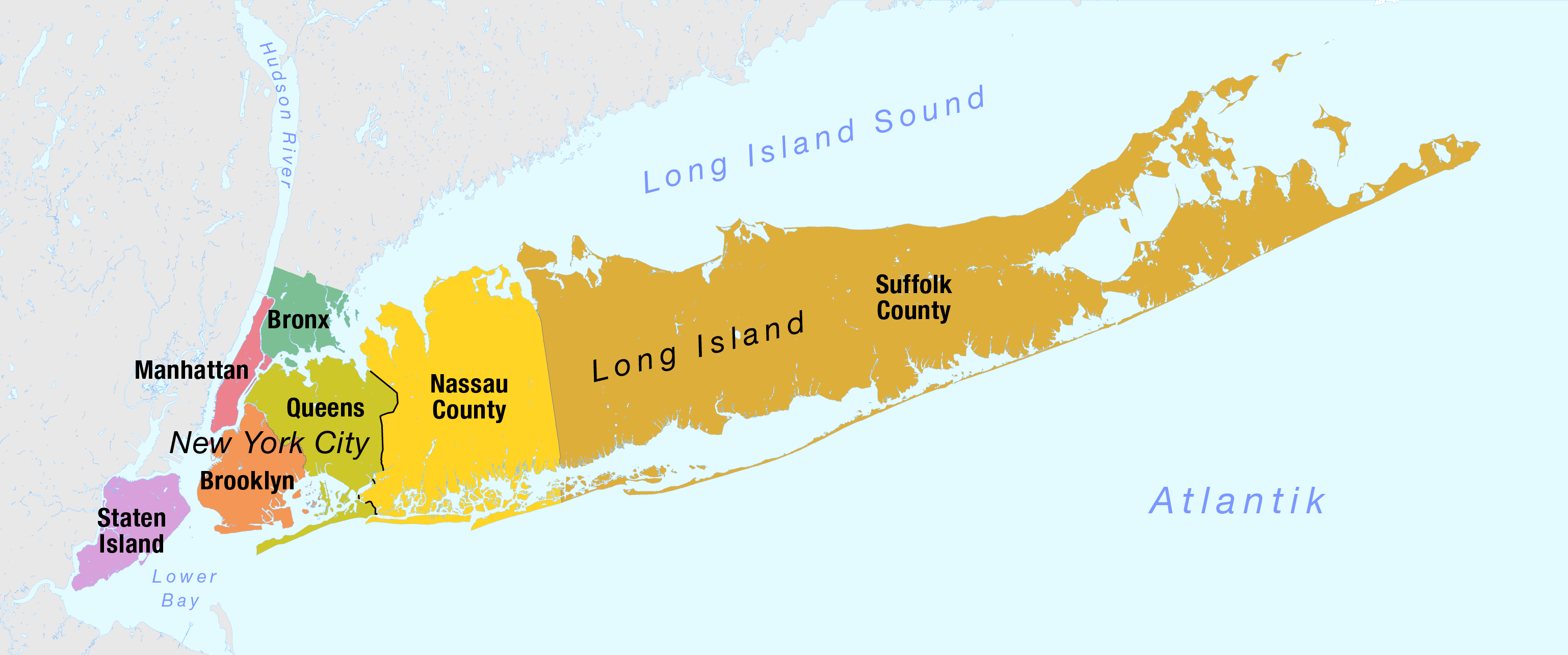 Map Of The Boroughs Of New York City And The Counties Of Long Island 