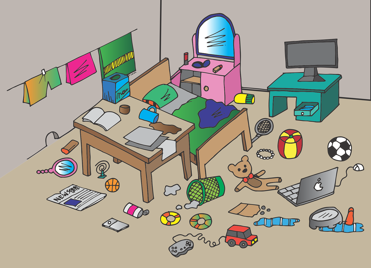 messy room illustration