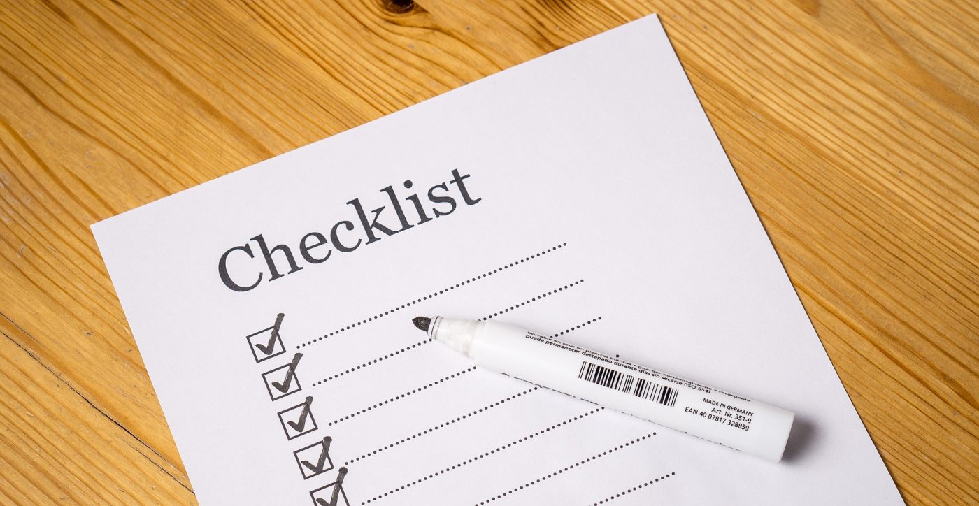 checklist with marker on top