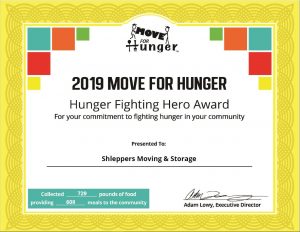 Certificate for Hunger Fighting Hero Award