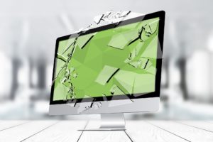 computer with shattered screen