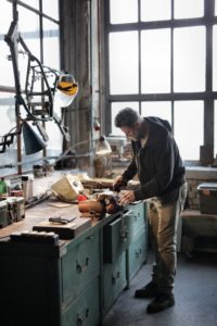 man using workbench