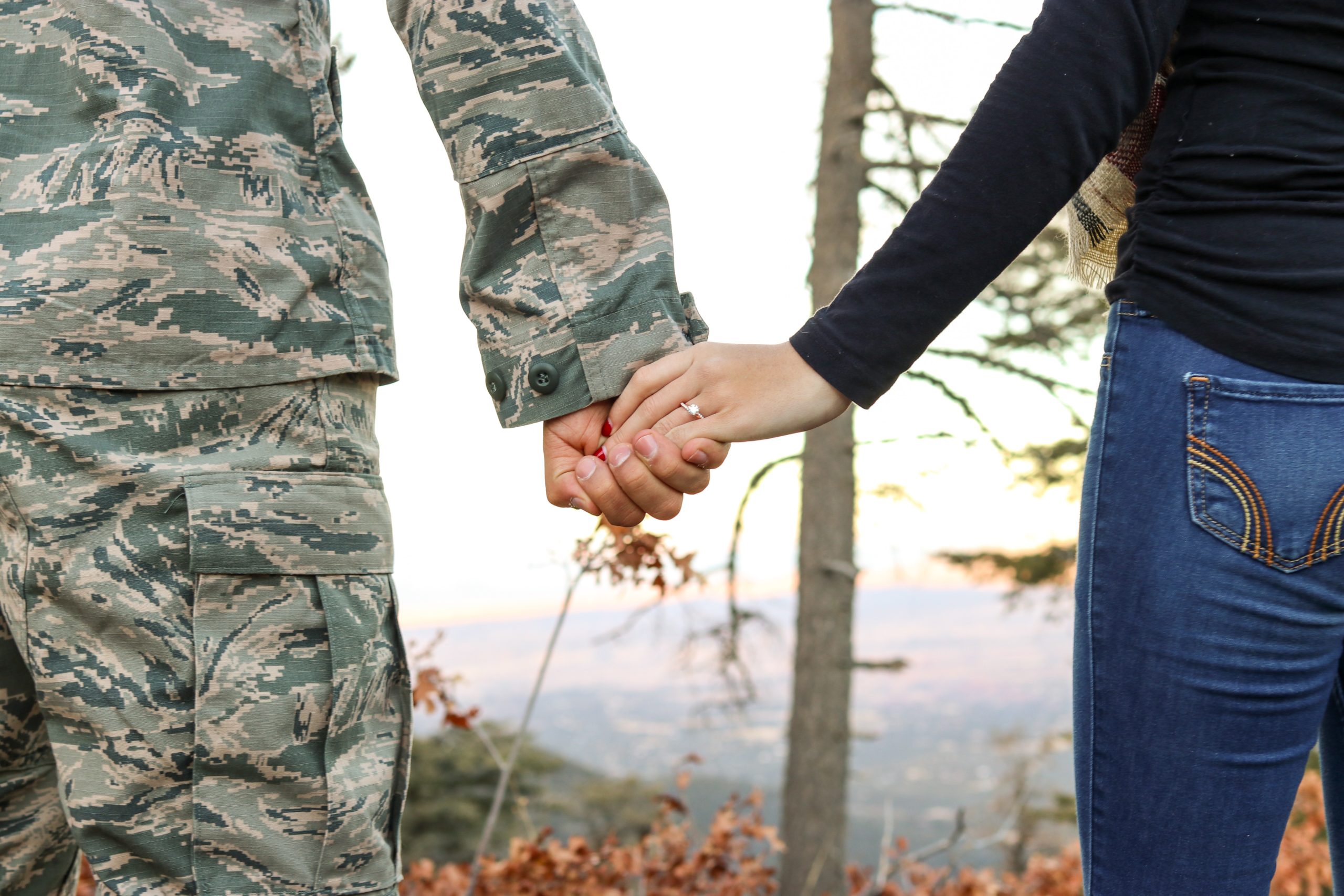 Military Couple Holding Hands