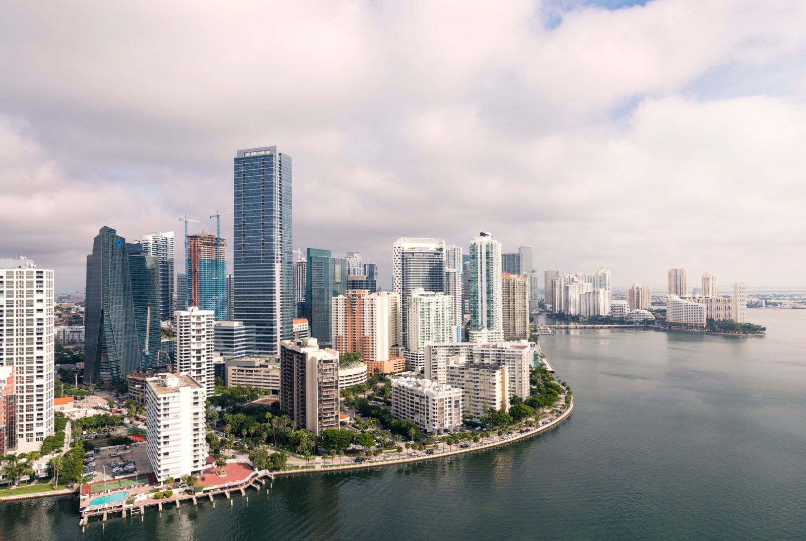 Miami skyscrapers and water