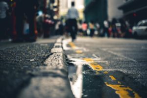 sidewalk with people walking