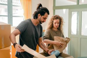 couple with stress busting tips for moving day