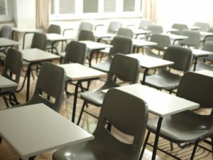 desks in a classroom